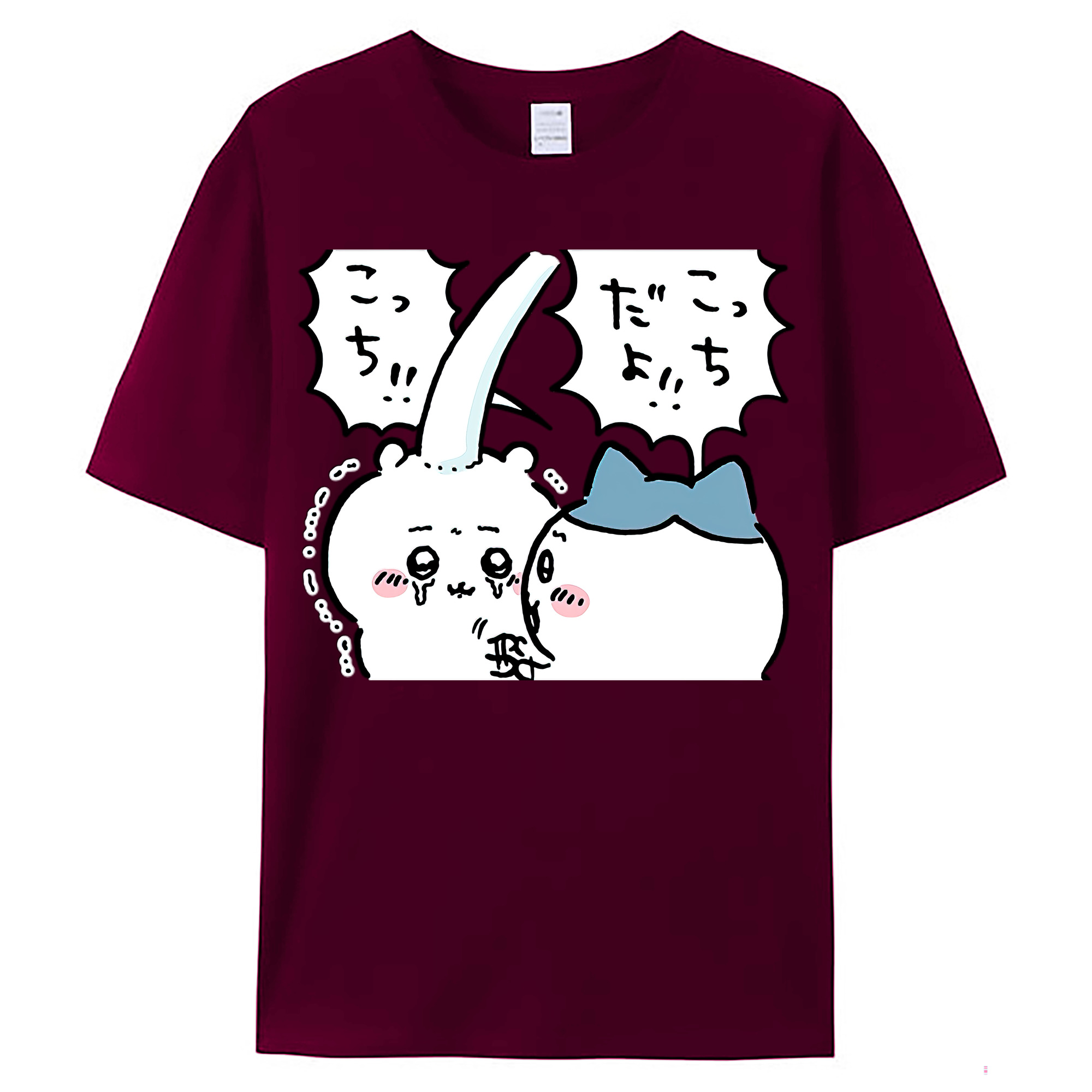 （画像用） ちいかわ ハチワレ Chii-kawa hachiware レディースカジュアルプリントTシャツ（綿100％）